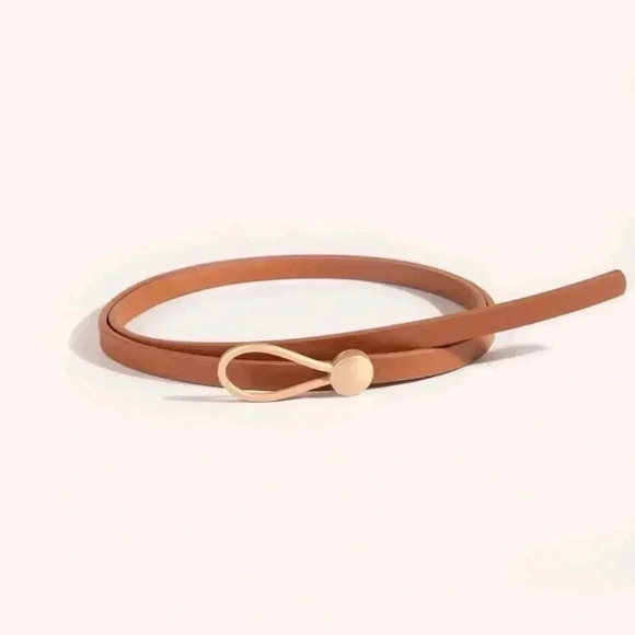 Western Boho Minimalist Camel Knot Belt Thin Waist Belt Vintage Style - Picture 3 of 9